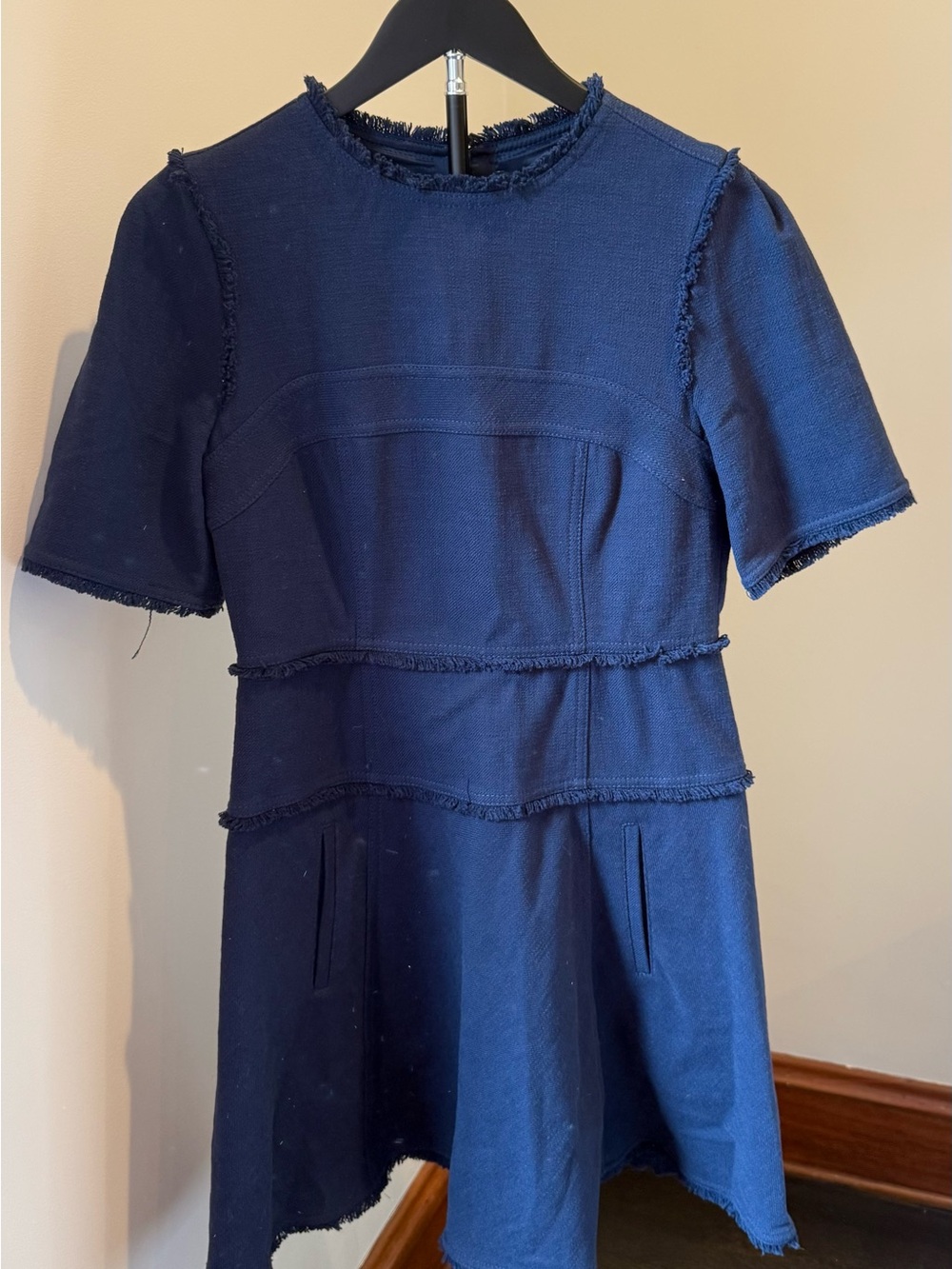 Textured Short-Sleeve Cotton-Blend Mini Dress by ME+EM.